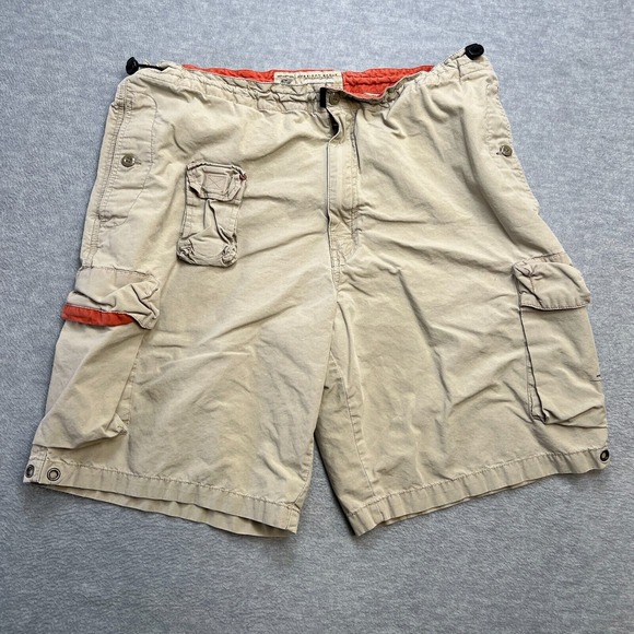 VTG American Eagle Cargo Shorts Mens Large Khaki Military Paratrooper Adjustable - Picture 1 of 16
